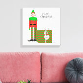 Kerst Elf Canvas Print - Chevron cadeau pakket (Insitu (Woonkamer))
