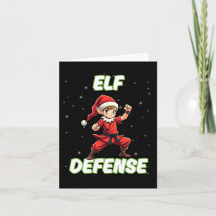 Kerst Elf Defensie Grappige Martial Arts Karate Ki Kaart