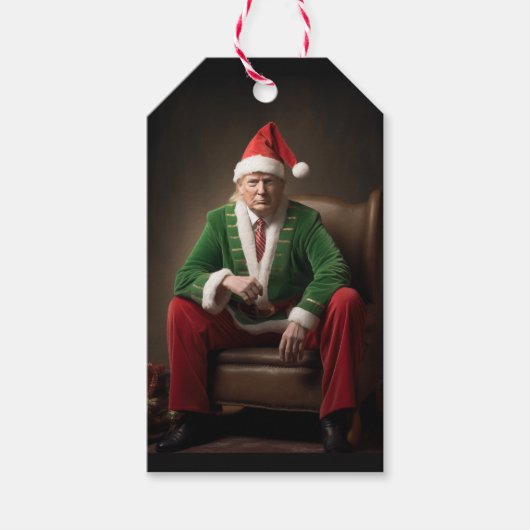 Kerst Elf Donald Trump Cadeaulabel (Voorkant)