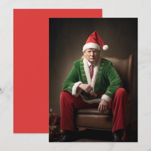 Kerst Elf Donald Trump Feestdagenkaart (Voorkant / Achterkant)