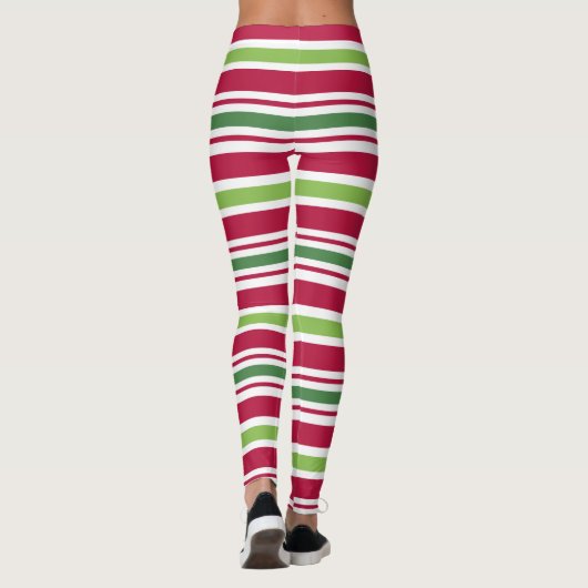 Kerst Elf Feest Vakantie Snoep Gestreepte Leggings (Achterkant)