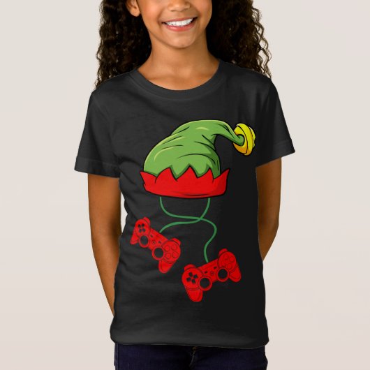 Kerst Elf Gamer Controller Gaming Xmas T-shirt (Voorkant)