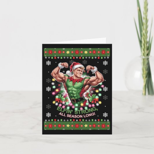 Kerst Elf Gym Workout Elfin 'Strong het hele seizo Kaart (Voorkant)