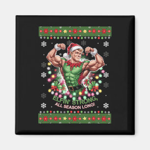Kerst Elf Gym Workout Elfin 'Strong het hele seizo Magneet