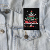 Kerst Elf Kerstvreugde Voorleesleraar Button (Insitu)