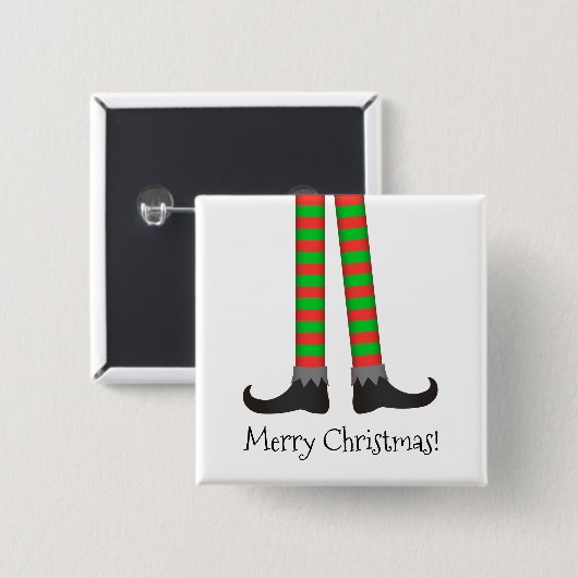 Kerst Elf Legs Button - Gestreept kostuum (Voorkant /achterkant)