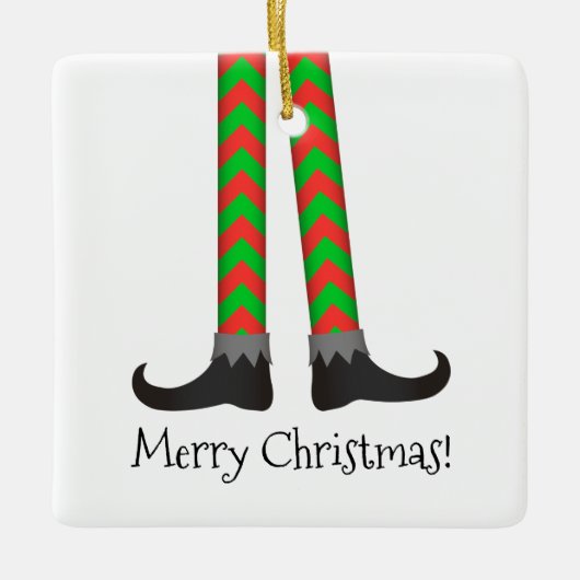 Kerst Elf Legs Ornament - Chevron Kostuum (Voorkant)