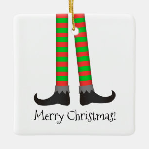 Kerst Elf Legs Ornament - Gestreept kostuum