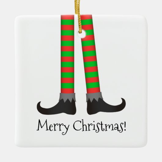 Kerst Elf Legs Ornament - Gestreept kostuum (Voorkant)