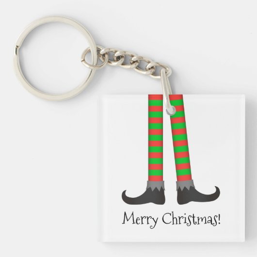 Kerst Elf Legs Sleutelhanger - Gestreept kostuum (Voorkant)