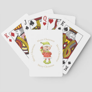 Kerst Elf met Cadeau Pokerkaarten