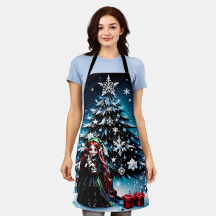 Kerst Elf met Kitten. Schort