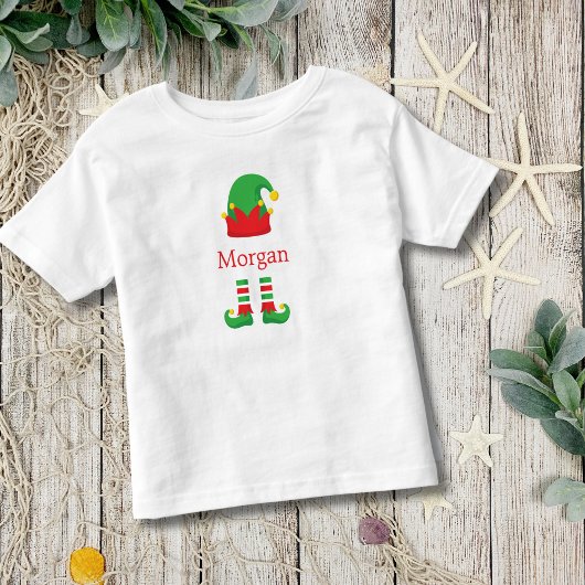 Kerst-Elf met Monogram Rood Groen Kinderen Kinder Shirts