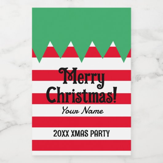 Kerst elf outfit ontwerp gepersonaliseerde mini wijn etiket (Enkel label)