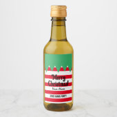 Kerst elf outfit ontwerp gepersonaliseerde mini wijn etiket (Voorkant)