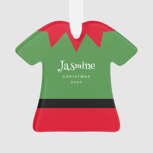 Kerst elf pak beeldje gepersonaliseerd ornament (achterkant)