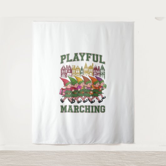 Kerst Elf Parade Wandkleed (Voorkant)