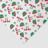 Kerst-Elf Pet Snowflakes Pattern Red Green Tissuepapier (Detail)