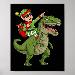 Kerst Elf Rijden Dinosaurus T Rex Boys Kinder Plez Poster