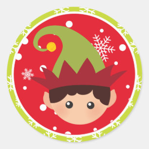 Kerst - Elf Stickers (rond)