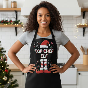 Kerst Elf Top Chef Vakantie Zwart T-shirt Schort