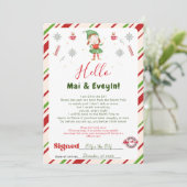 Kerst Elf Welkomstbrief Kaart voor Meisjes (Staand voorkant)