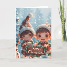 Kerst Elfen digitale kunst Feestdagen Kaart