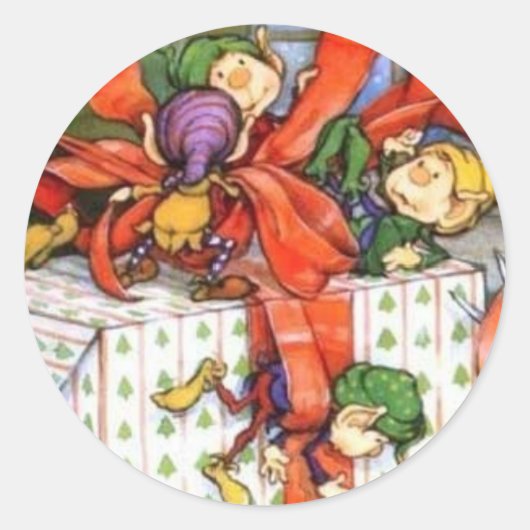 Kerst Elfen Wrapping Gift Sticker (Voorkant)