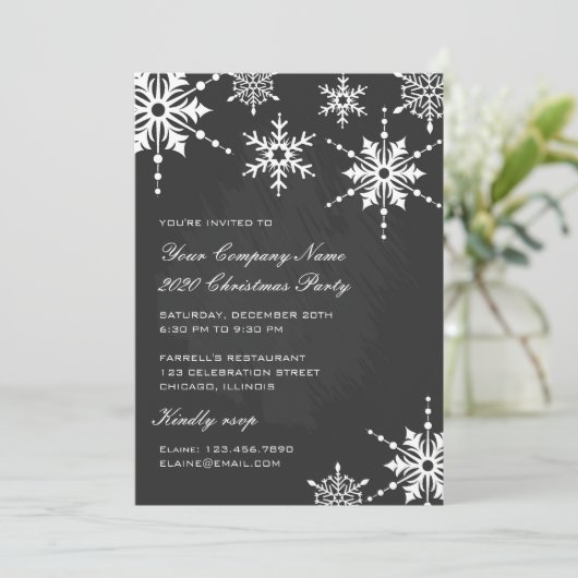 Kerst- en feestdag van zwarte en witte sneeuwvlokk kaart (Staand voorkant)