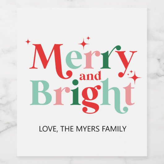 kerst en felroze rood wijn etiket (Enkel label)