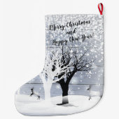 Kerst en gelukkig nieuwjaar! Monogram tekst Grote Kerstsok (Achterkant)