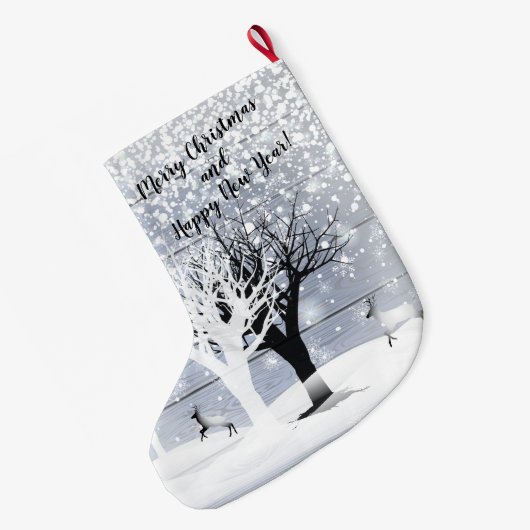 Kerst en gelukkig nieuwjaar! Monogram tekst Grote Kerstsok (Achterkant (Hangend))