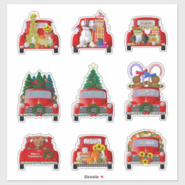 Kerst en Herfst Kleine Rode Truck Stickers