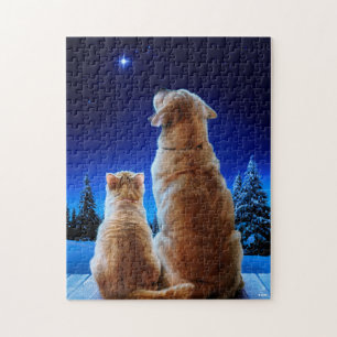 Kerst- en hondenwonder legpuzzel