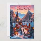 Kerst en kerk in de bergen feestdagenkaart (Voorkant)