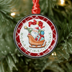 Kerst- en Slapigh-keramische cirkelvormgeving Metalen Ornament