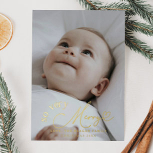 Kerst- en verjaardagsaankondiging voor een zeer vr folie uitnodiging