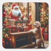 Kerst en wensen vierkante sticker (Voorkant)