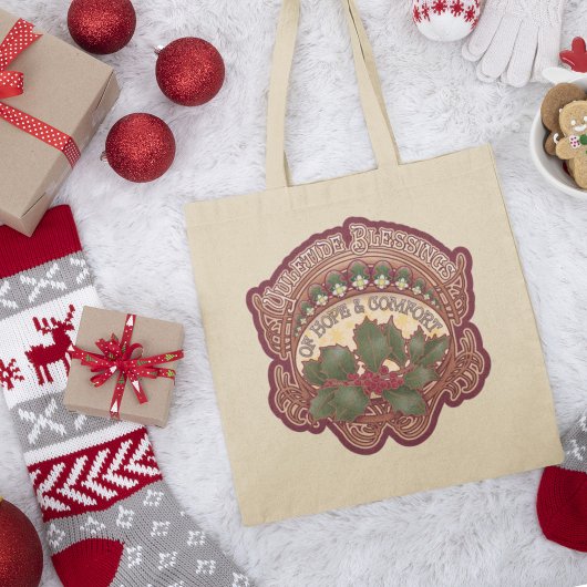 Kerst en Yule zegeningen stijl Tote Bag