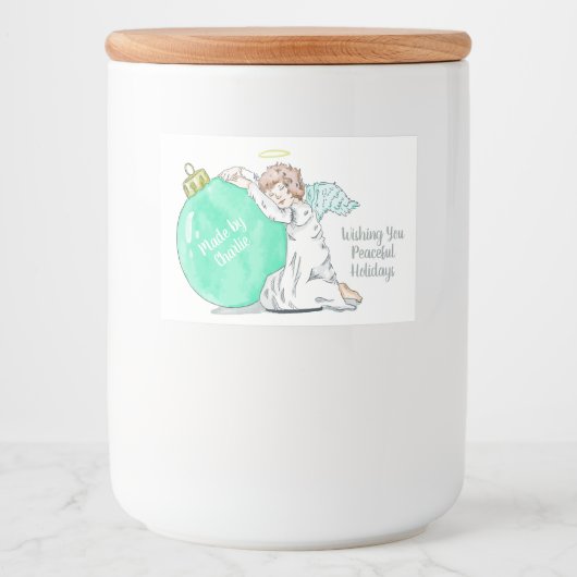 Kerst Engel aangepaste tekst voedsel labels Voedselcontainer Etiket (Voorkant)