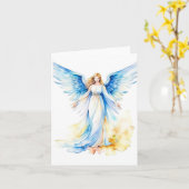 Kerst Engel B - Waterverven & Pen Kaart (Gele Bloem)