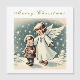 Kerst Engel en Kind Magnetische Kaart