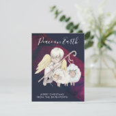 Kerst Engel Herder met Lambs Vrede op Aarde Feestdagenkaart (Staand voorkant)