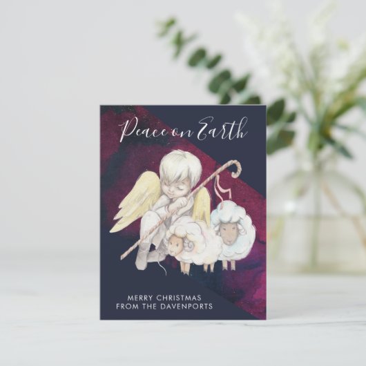 Kerst Engel Herder met Lambs Vrede op Aarde Feestdagenkaart (Staand voorkant)