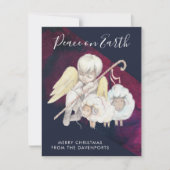 Kerst Engel Herder met Lambs Vrede op Aarde Feestdagenkaart (Voorkant)
