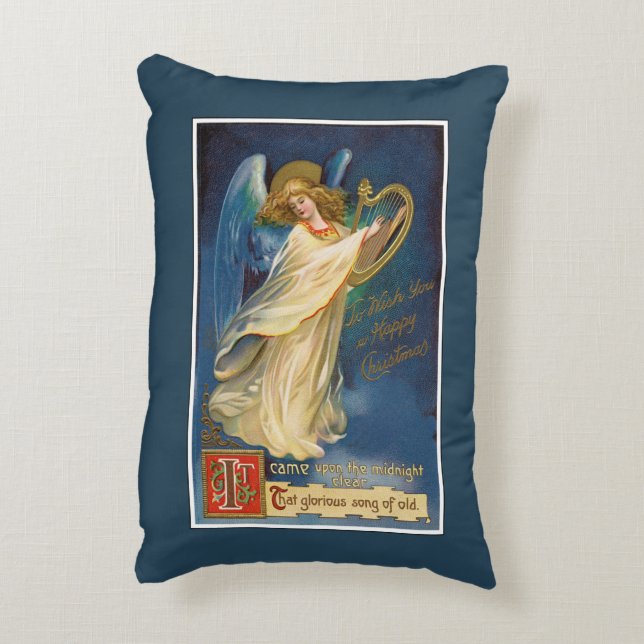 Kerst  engel met harp Sierkussen Accent Kussen (Achterkant (Verticaal))
