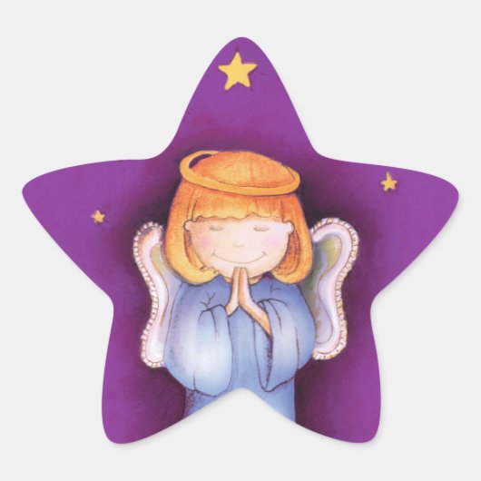 Kerst engel ster mauve sticker (Voorkant)
