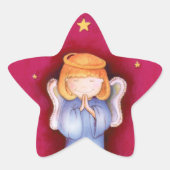 Kerst engel ster rode sticker (Voorkant)