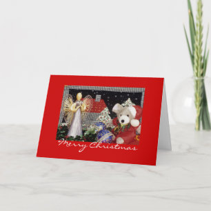 Kerst Engel, Teddybeer, Kerstmis Feestdagen Kaart