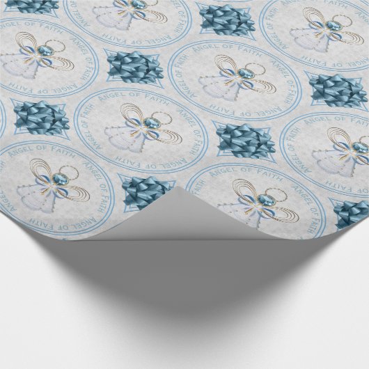 Kerst Engel van Geloof Blauw & Gouden Filigraan Cadeaupapier (Hoek)